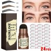Eyebrow Stamp Stencil Kit, 24 Pc Eyebrow Shaping Stencils, Long-lasting Eyebrow Brow Definer, Perfect Make-up Reusable Kit